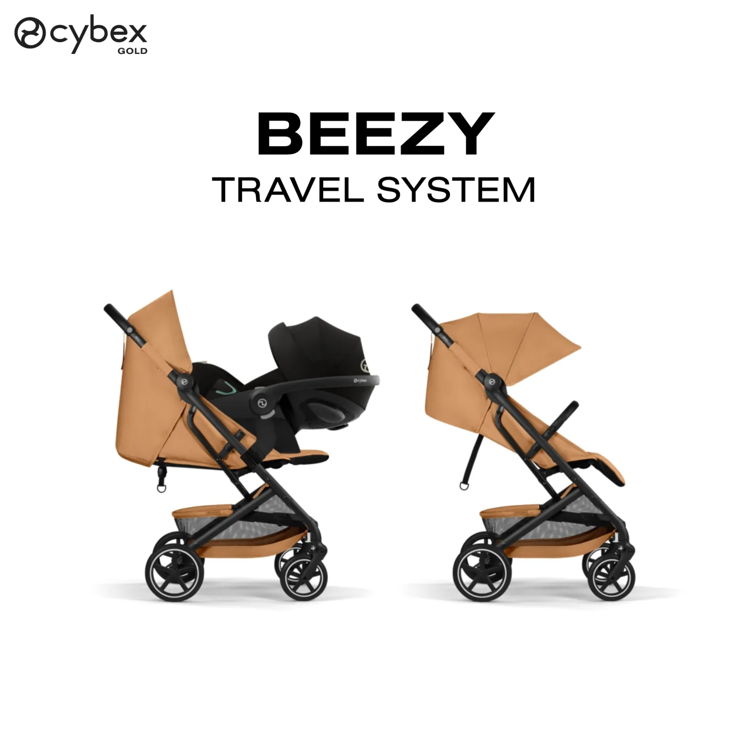 Cybex Poussette Compacte et Citadine Beezy Châssis Noir - Cinnamon Yellow