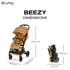 Cybex Poussette Compacte et Citadine Beezy Châssis Noir - Cinnamon Yellow