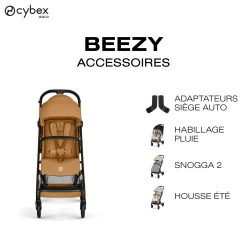 Cybex Poussette Compacte et Citadine Beezy Châssis Noir - Cinnamon Yellow