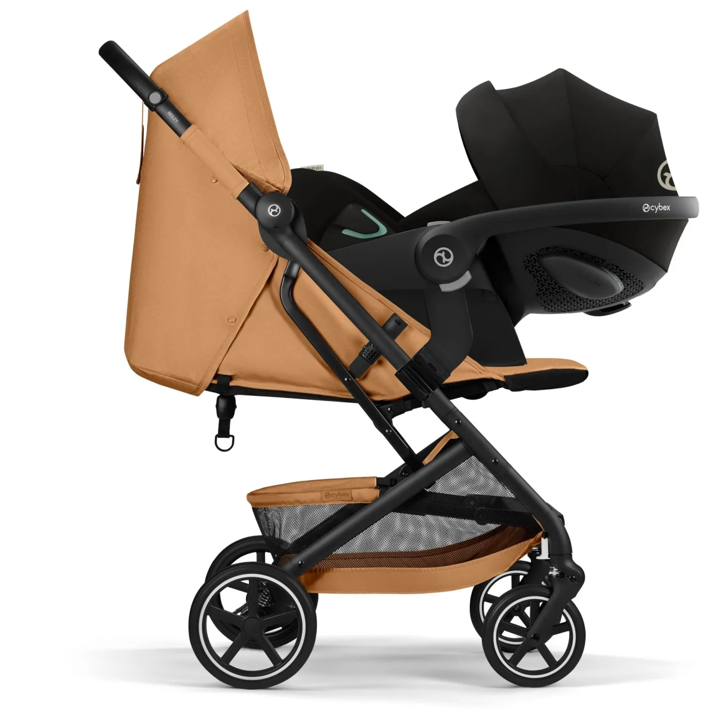 Cybex Poussette Compacte et Citadine Beezy Châssis Noir - Cinnamon Yellow