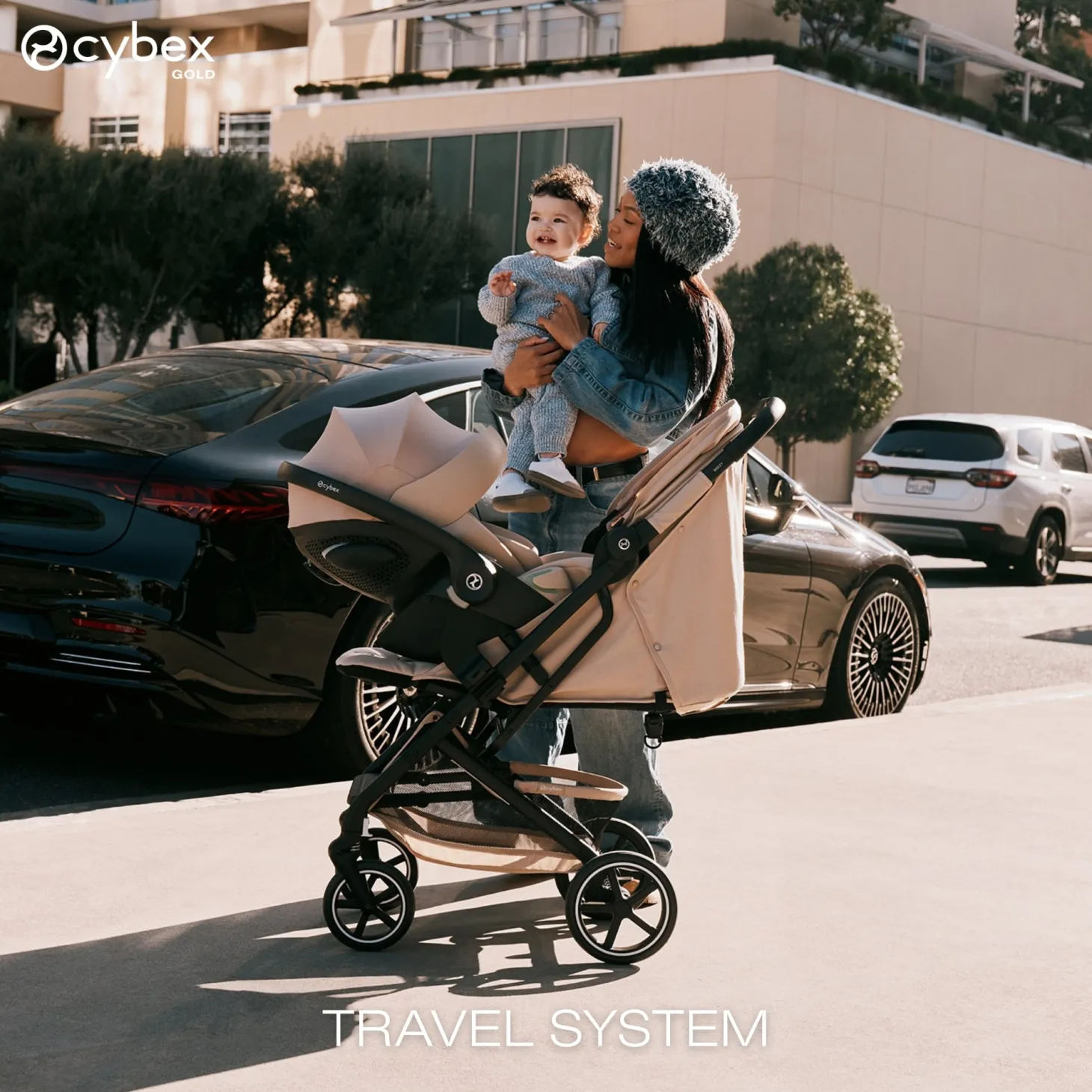 Cybex Poussette Compacte et Citadine Beezy Châssis Noir - Almond Beige