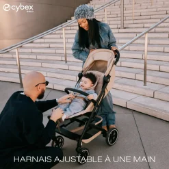 Cybex Poussette Compacte et Citadine Beezy Châssis Noir - Almond Beige