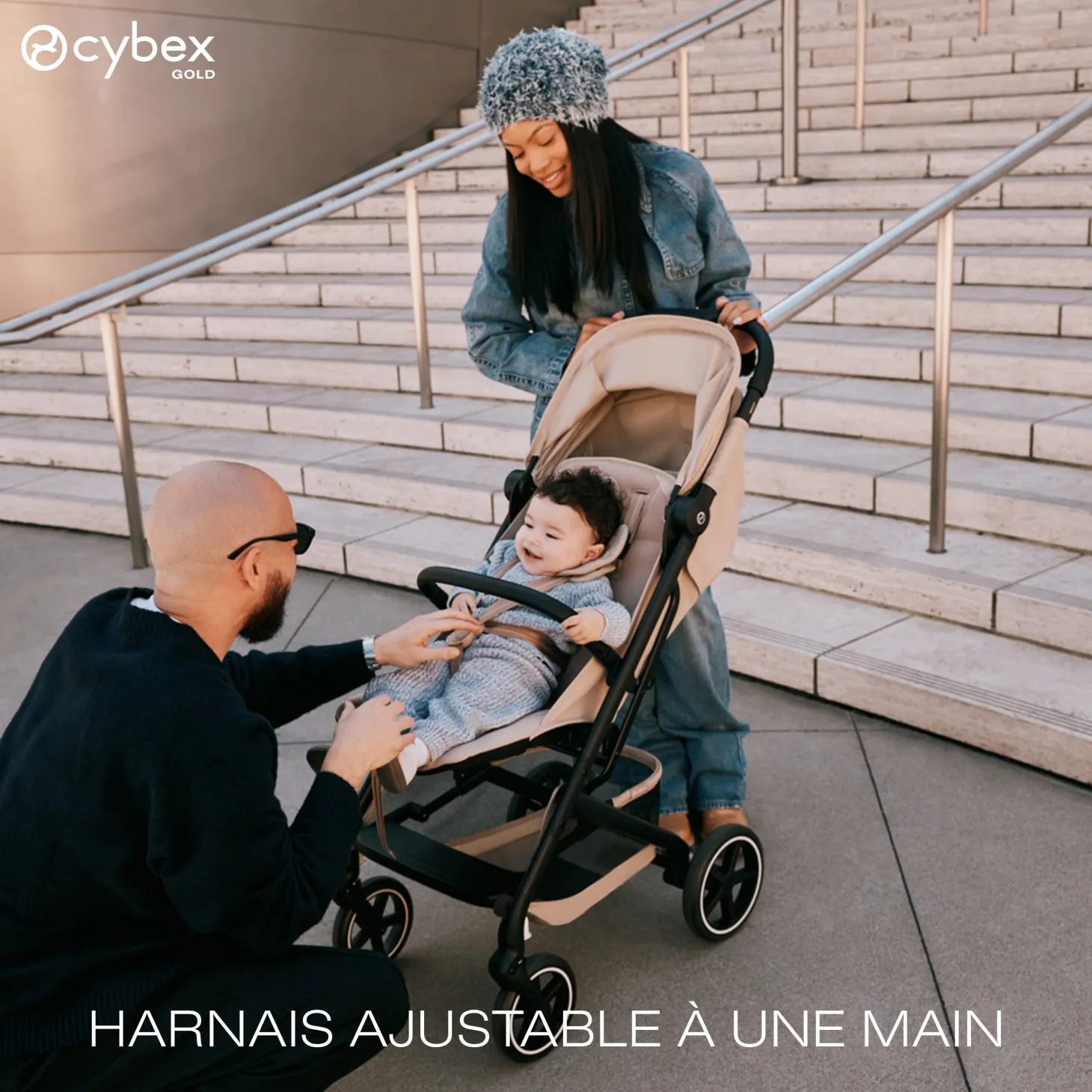 Cybex Poussette Compacte et Citadine Beezy Châssis Noir - Almond Beige