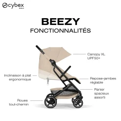 Cybex Poussette Compacte et Citadine Beezy Châssis Noir - Almond Beige
