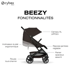 Cybex Poussette Compacte et Citadine Beezy Châssis Noir - Chocolate Brown