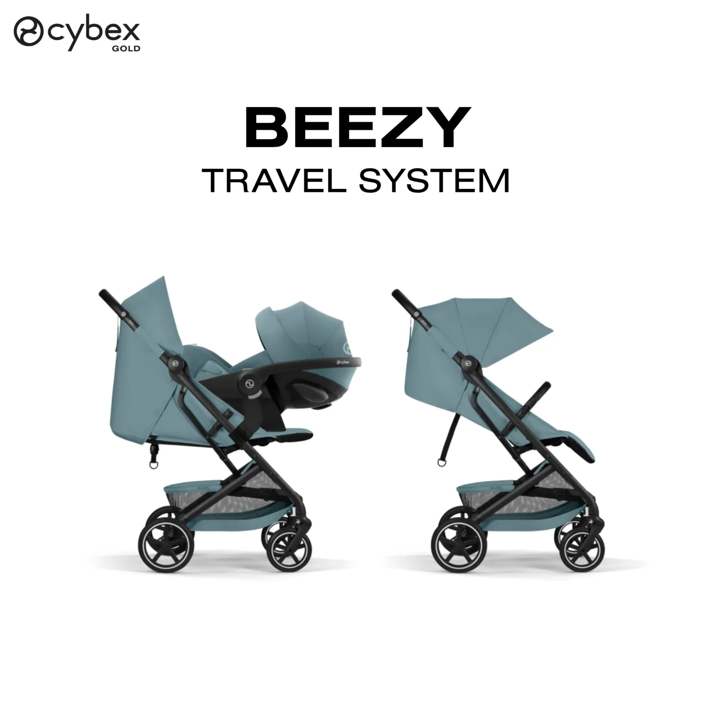Cybex Poussette Compacte et Citadine Beezy Châssis Noir - Stormy Blue