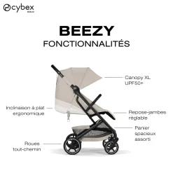 Cybex Poussette Compacte et Citadine Beezy Châssis Noir- Dune Grey