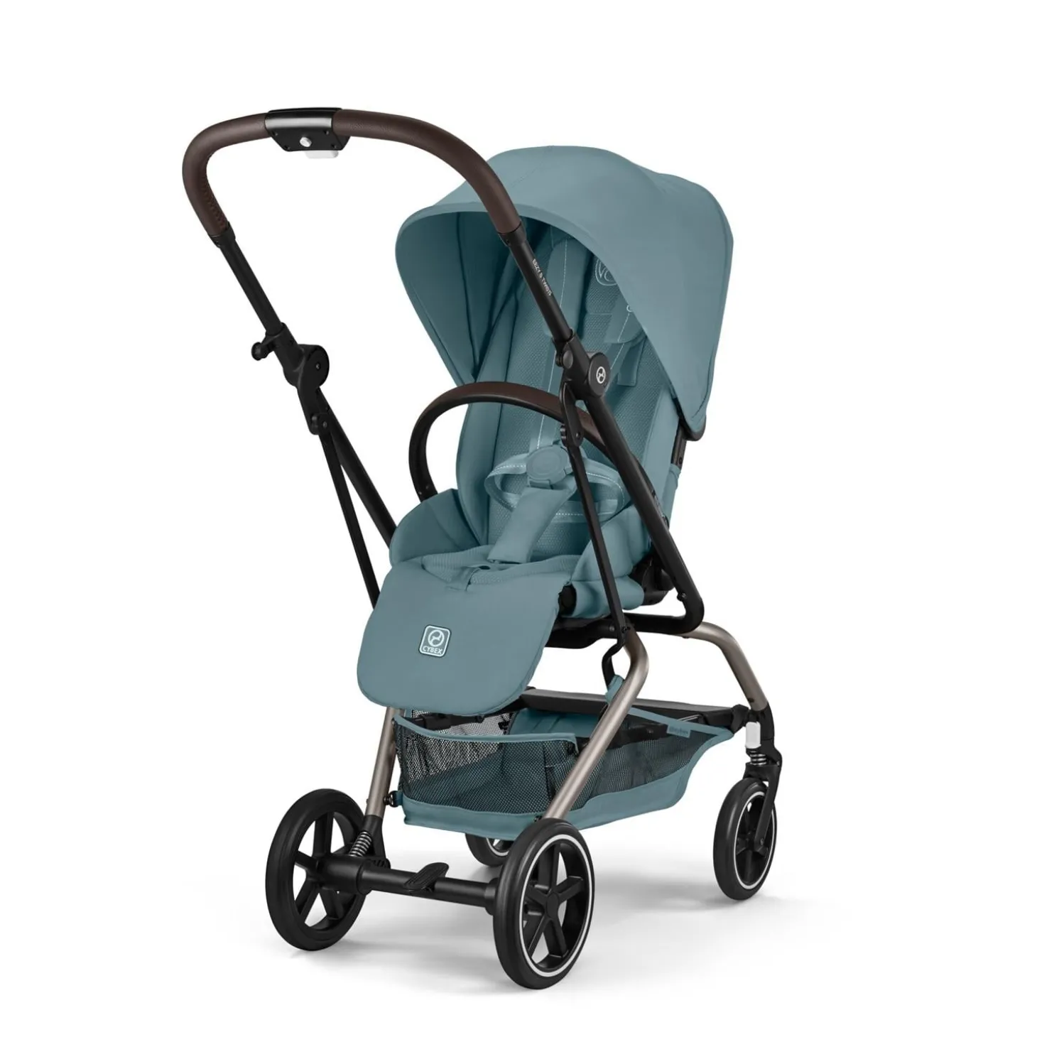 Cybex Poussette Compacte et Rotative Eezy S Twist+2 Châssis Taupe - Siège Stormy Blue
