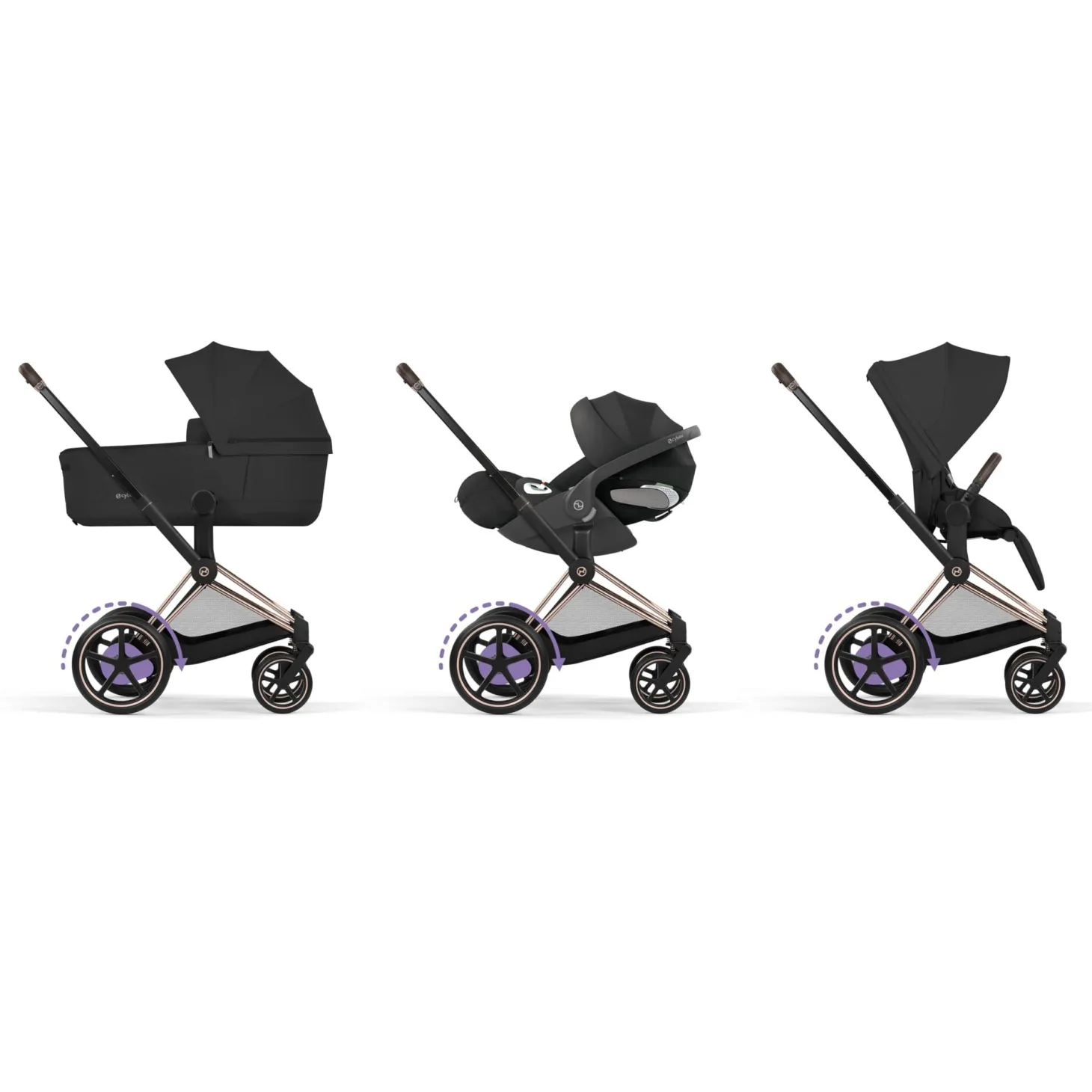 Cybex Poussette électrique tout-terrain Duo e-PRIAM Rose Gold / Sepia Black