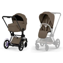 Cybex Poussette électrique tout-terrain Duo e-PRIAM Matt Black / Cozy Beige