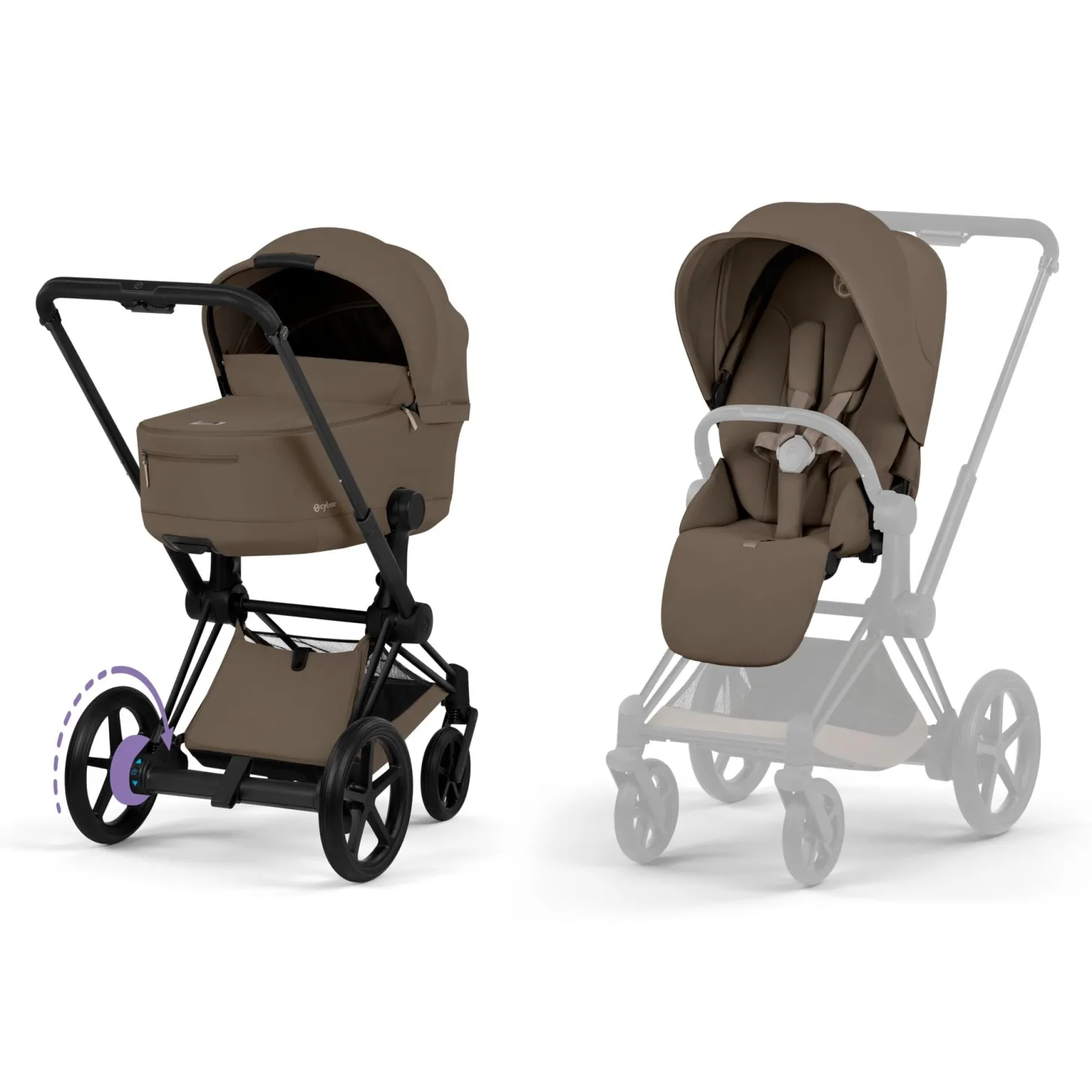Cybex Poussette électrique tout-terrain Duo e-PRIAM Matt Black / Cozy Beige