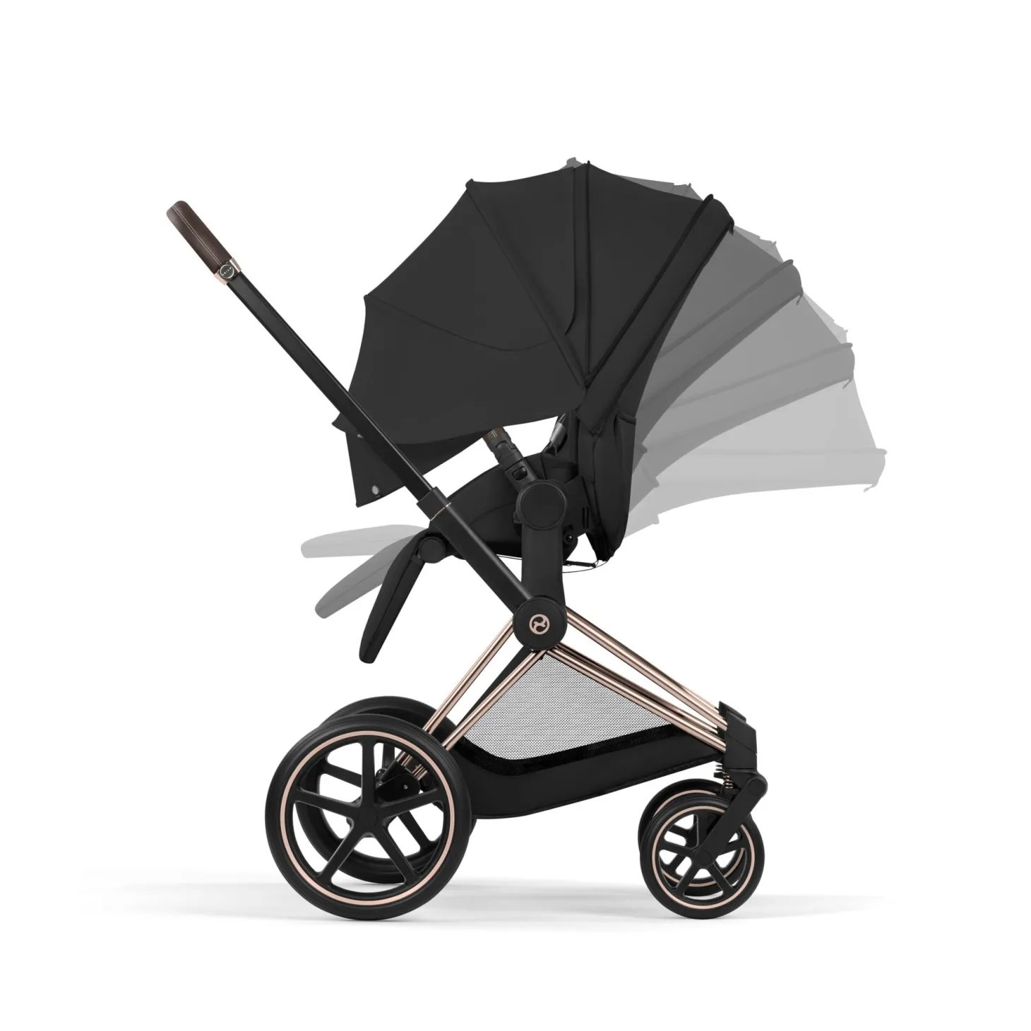 Cybex Poussette tout-terrain avec nacelle pliable Duo Priam Châssis Matt Black/ Coconut Brown