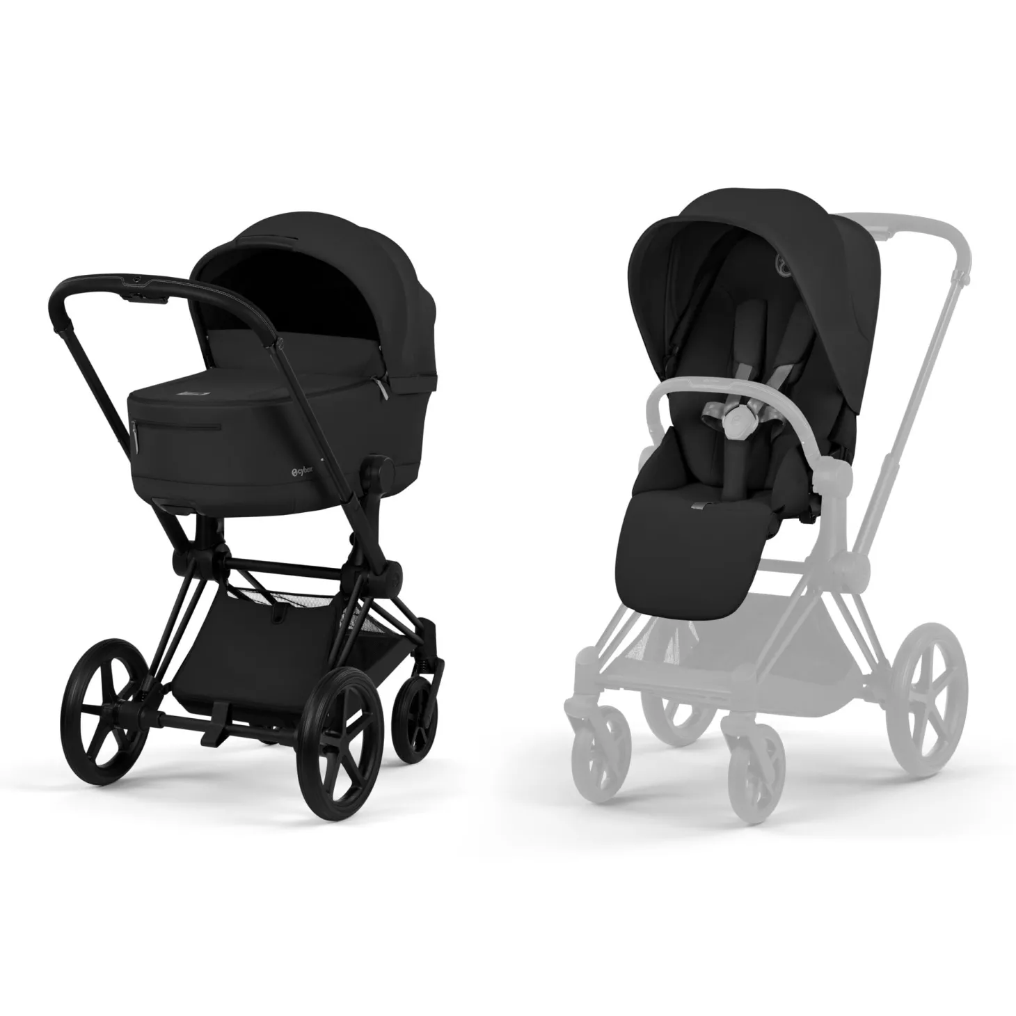 Cybex Poussette tout-terrain avec nacelle pliable Duo Priam Châssis Matt Black / Sepia Black