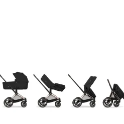 Cybex Poussette tout-terrain avec nacelle pliable Duo Priam Châssis Matt Black / Sepia Black