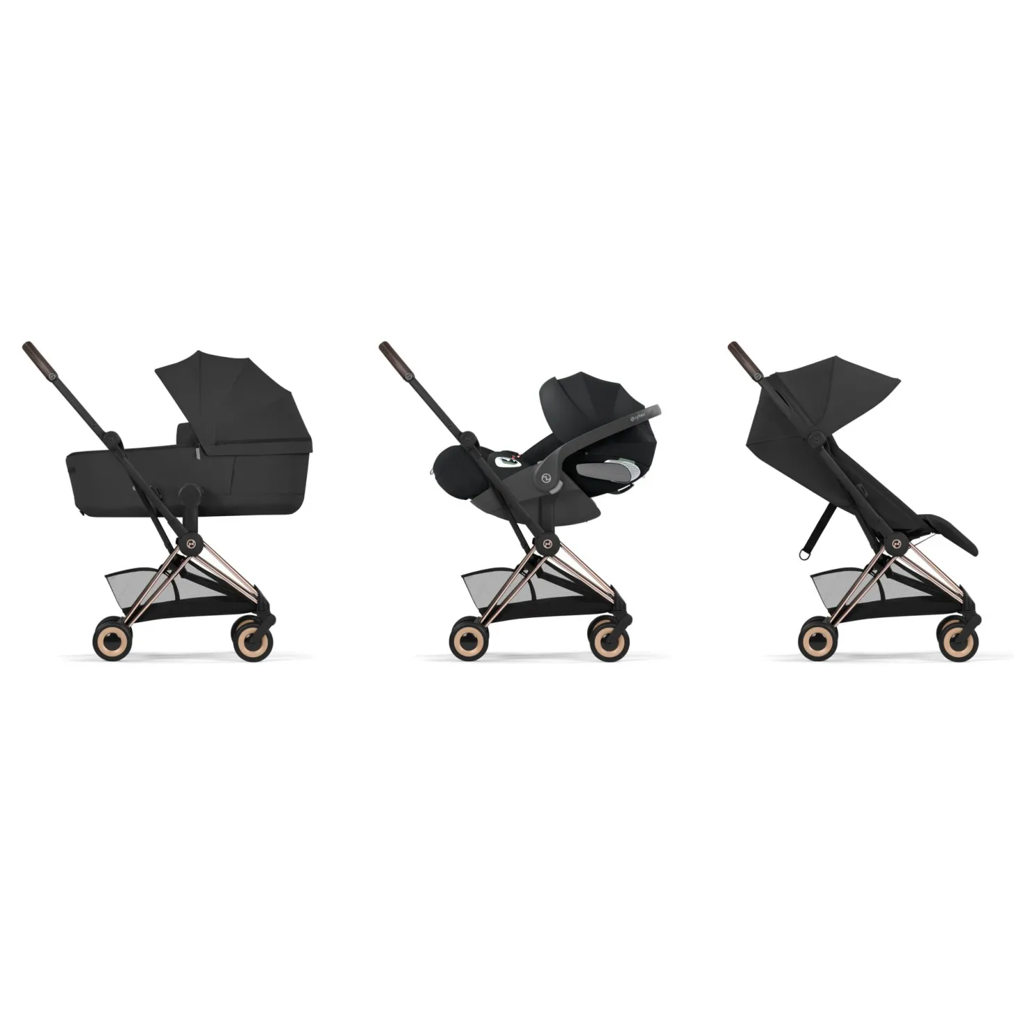 Cybex Poussette ultra-compacte Coya Confort Châssis Rose Gold / Sepia Black