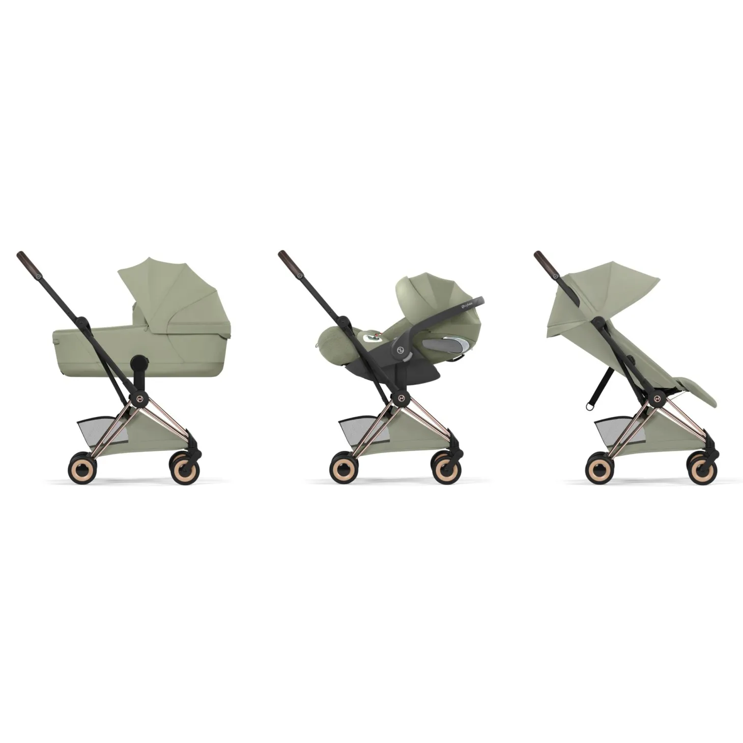 Cybex Poussette ultra-compacte Coya Style Châssis Rose Gold / Sage Green