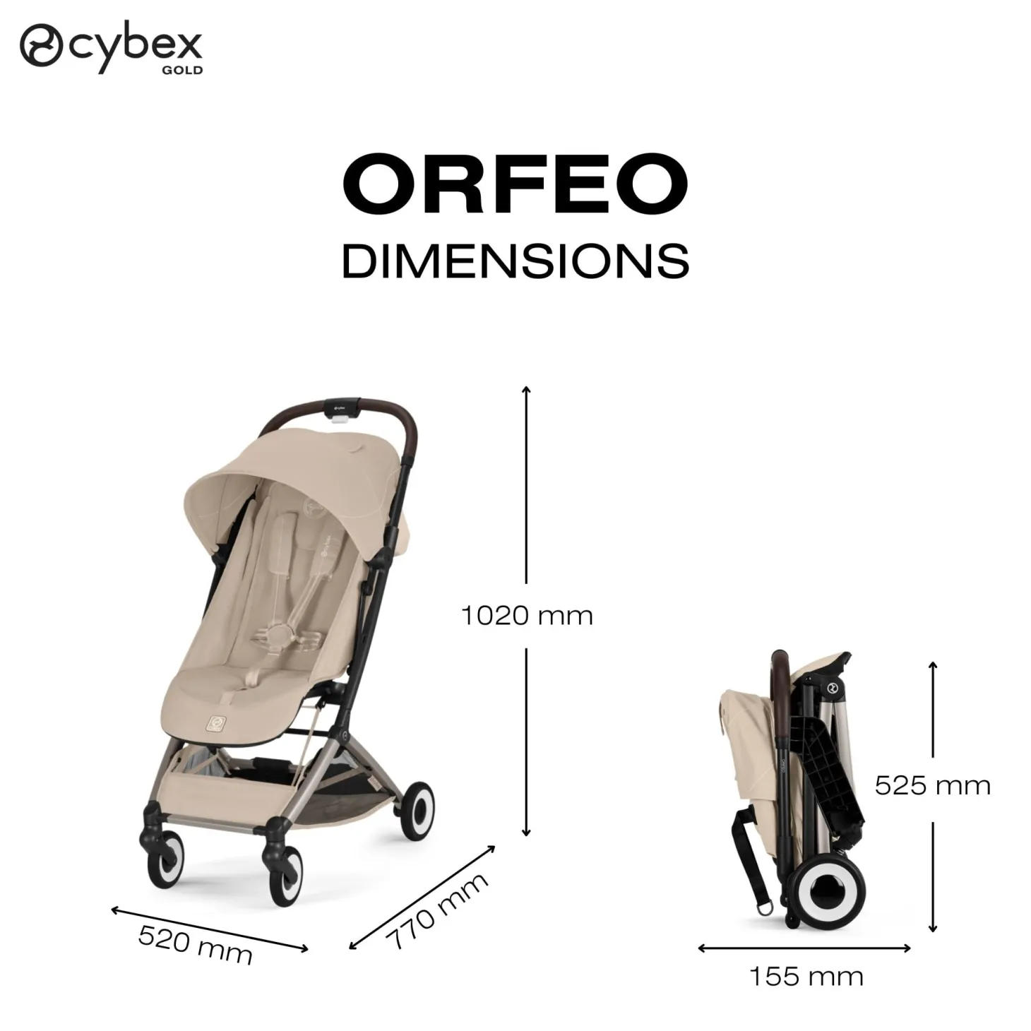 Cybex Poussette Ultra Compacte Orfeo Châssis Taupe - Almond Beige