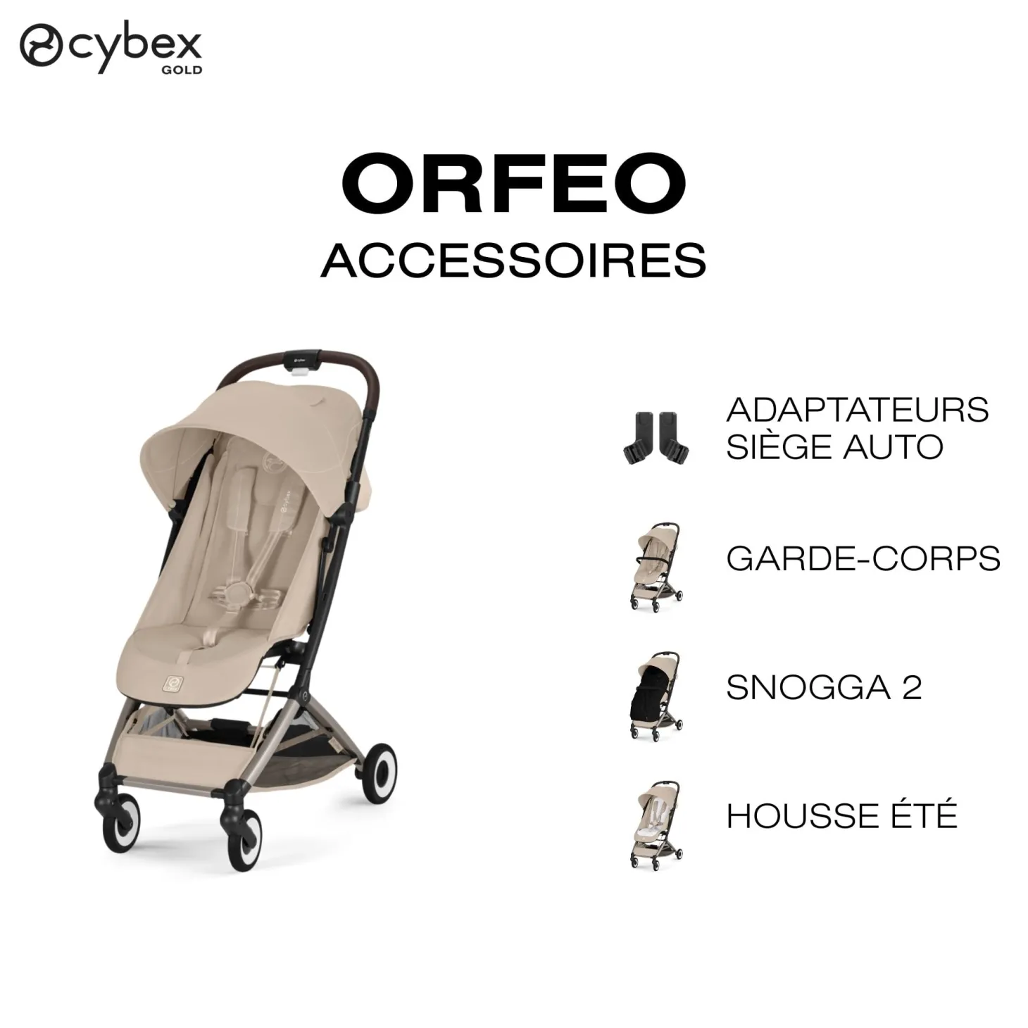 Cybex Poussette Ultra Compacte Orfeo Châssis Taupe - Almond Beige