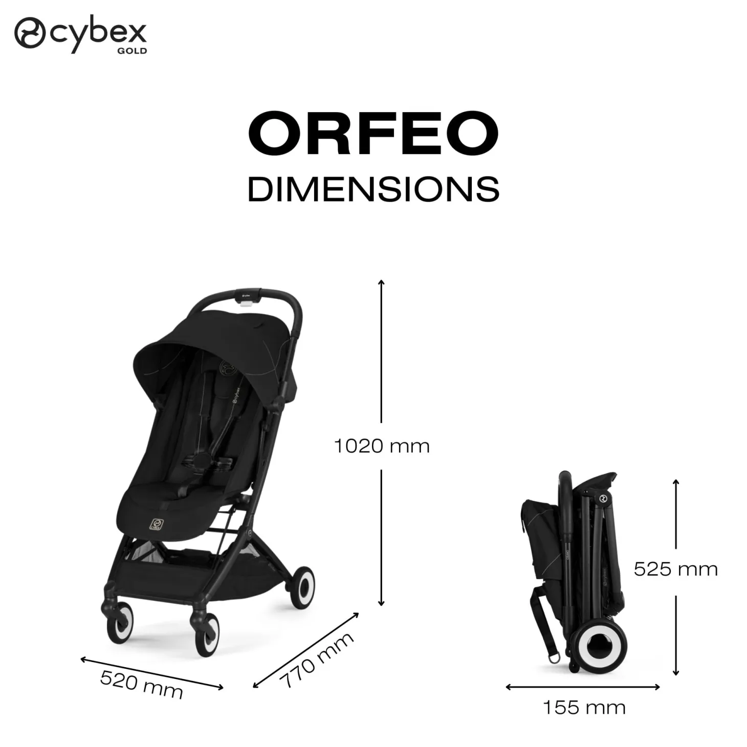 Cybex Poussette Ultra Compacte Orfeo Châssis Black - Magic Black