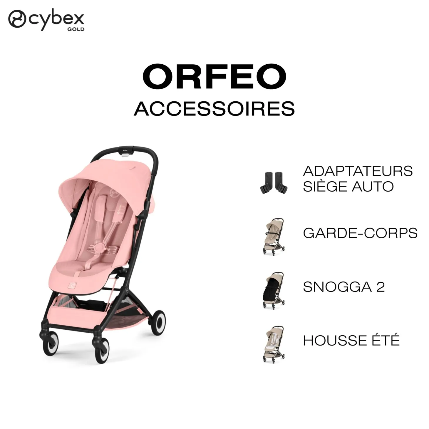Cybex Poussette Ultra Compacte Orfeo Châssis Black - Candy Pink