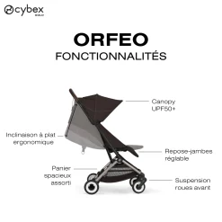 Cybex Poussette Ultra Compacte Orfeo Châssis Taupe - Chocolate Brown