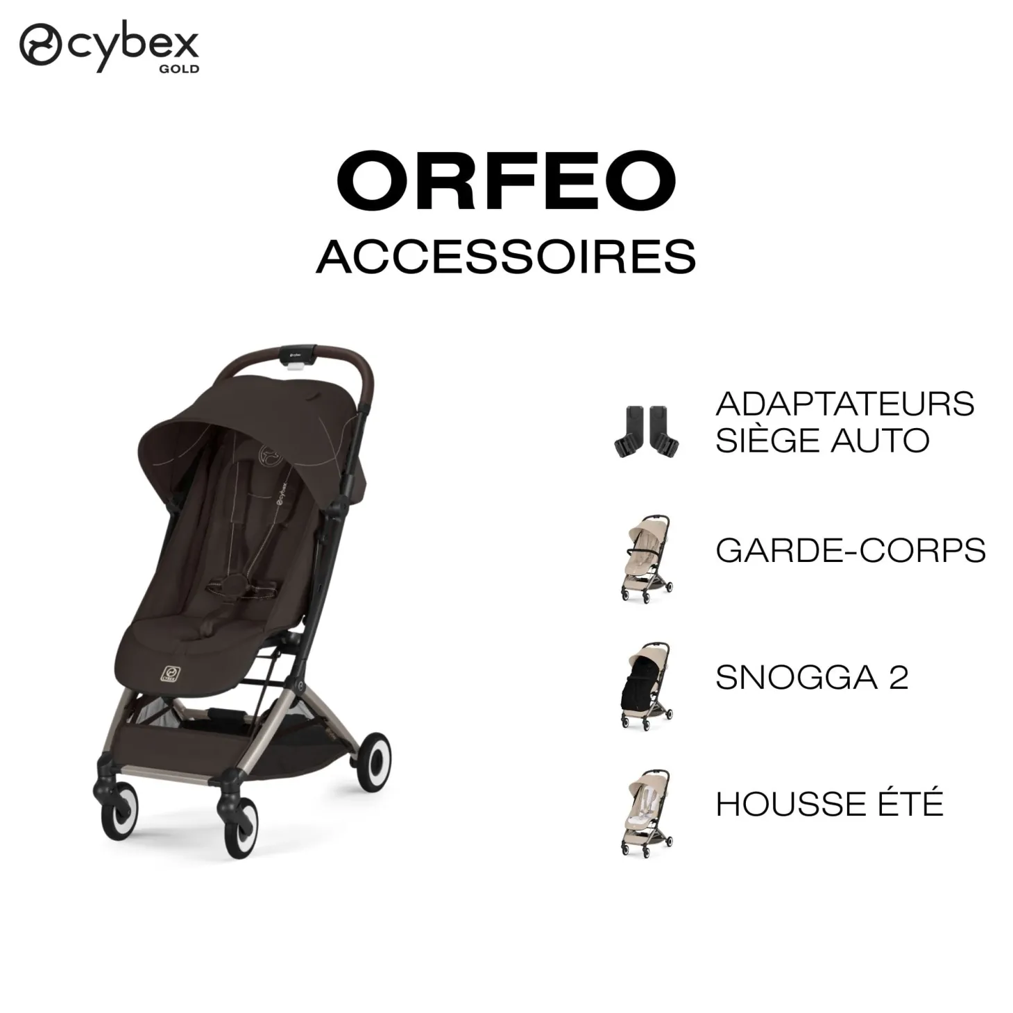 Cybex Poussette Ultra Compacte Orfeo Châssis Taupe - Chocolate Brown