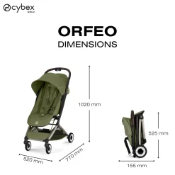 Cybex                    Poussette Ultra Compacte Orfeo     Châssis Taupe - Moss Green