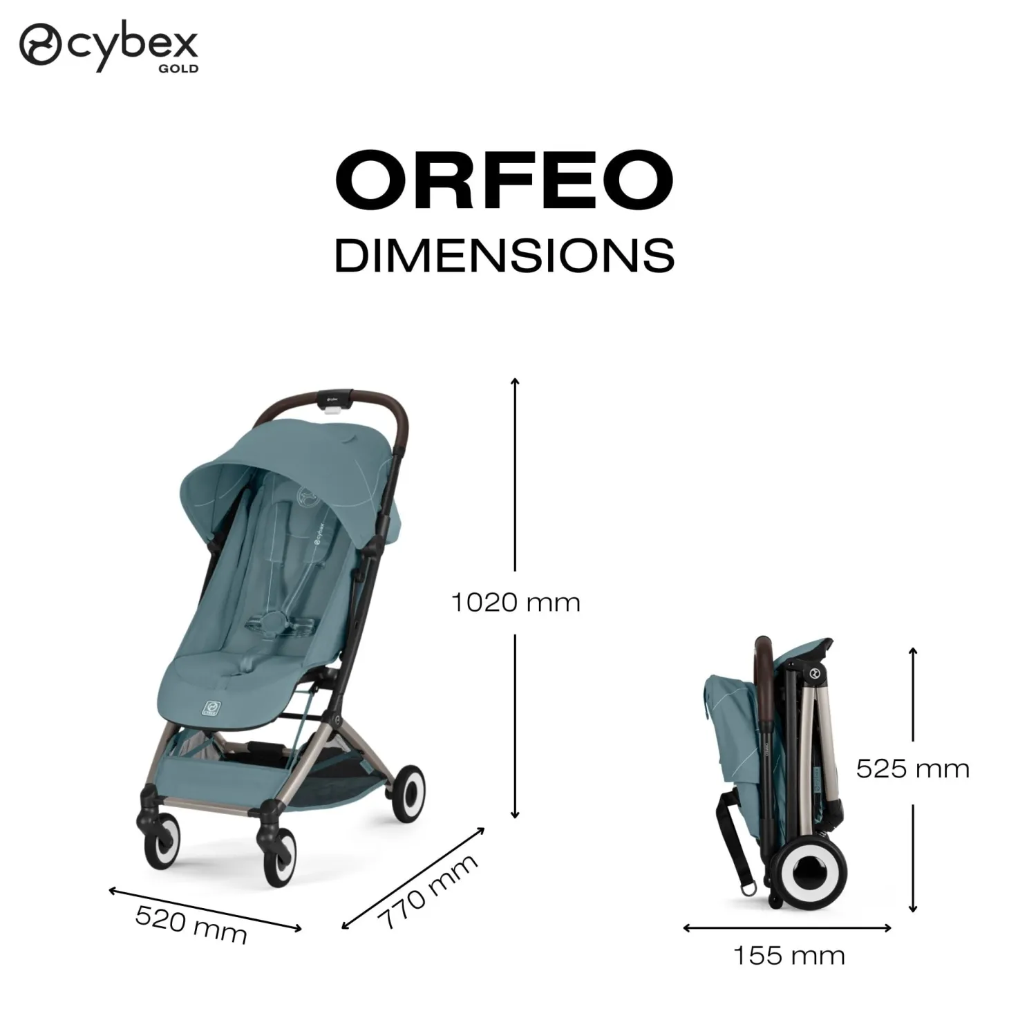Cybex Poussette Ultra Compacte Orfeo Châssis Taupe - Stormy Blue