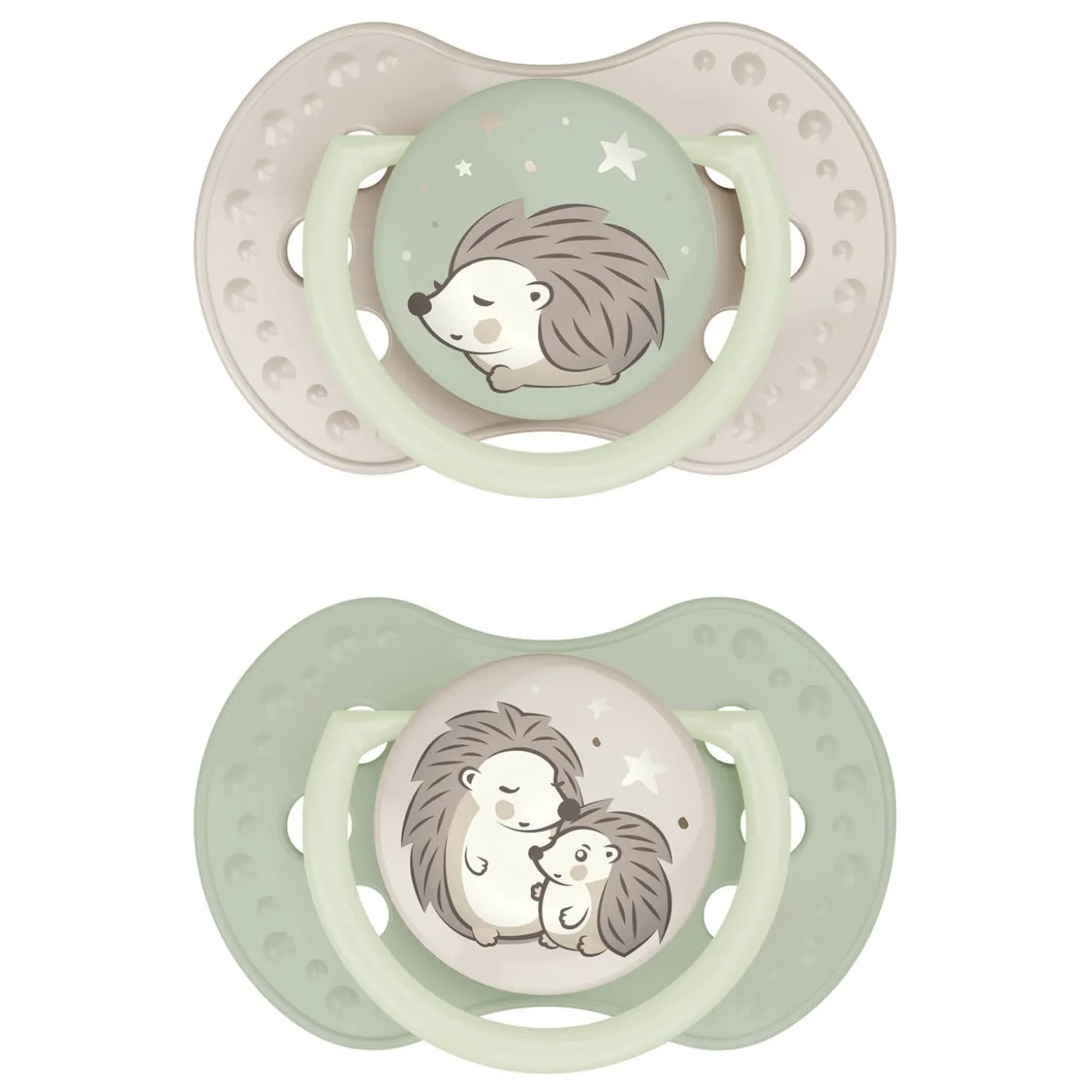 Difrax Lovi Sucette Dynamique Day&Night Unisex Blanc/Vert clair