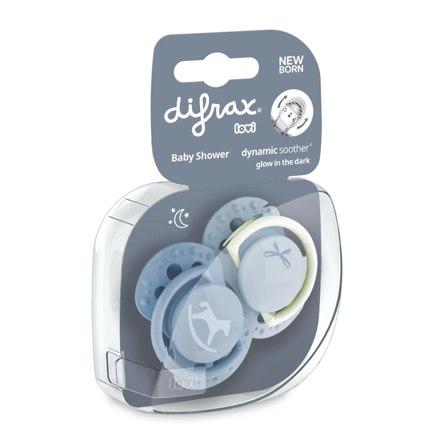 Difrax Lovi Sucette dynamique Prime boite de stérilisation Bleu Bébé / Bleu