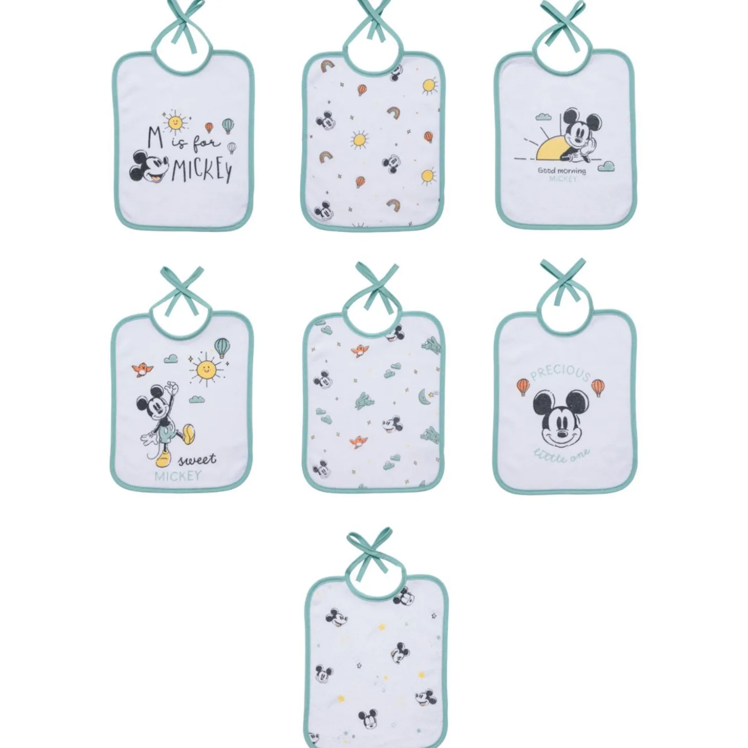 Disney Baby Lot de 7 Bavoirs Naissance Mickey Good Morning 0 - 6 mois