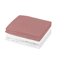 Domiva                    Lot 1 Alèse Pu + 1 Drap Housse    Blanc/Old Pink