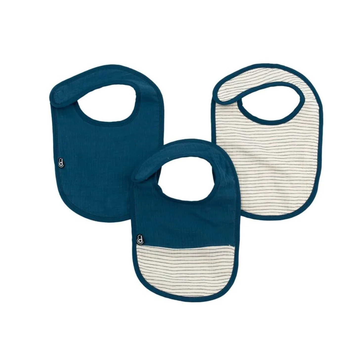Domiva Lot de 3 bavoirs mousseline Bleu