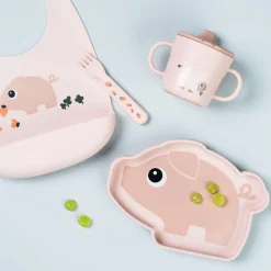 Done by Deer                    Assiette silicone avec ventouse Pigee    Rose