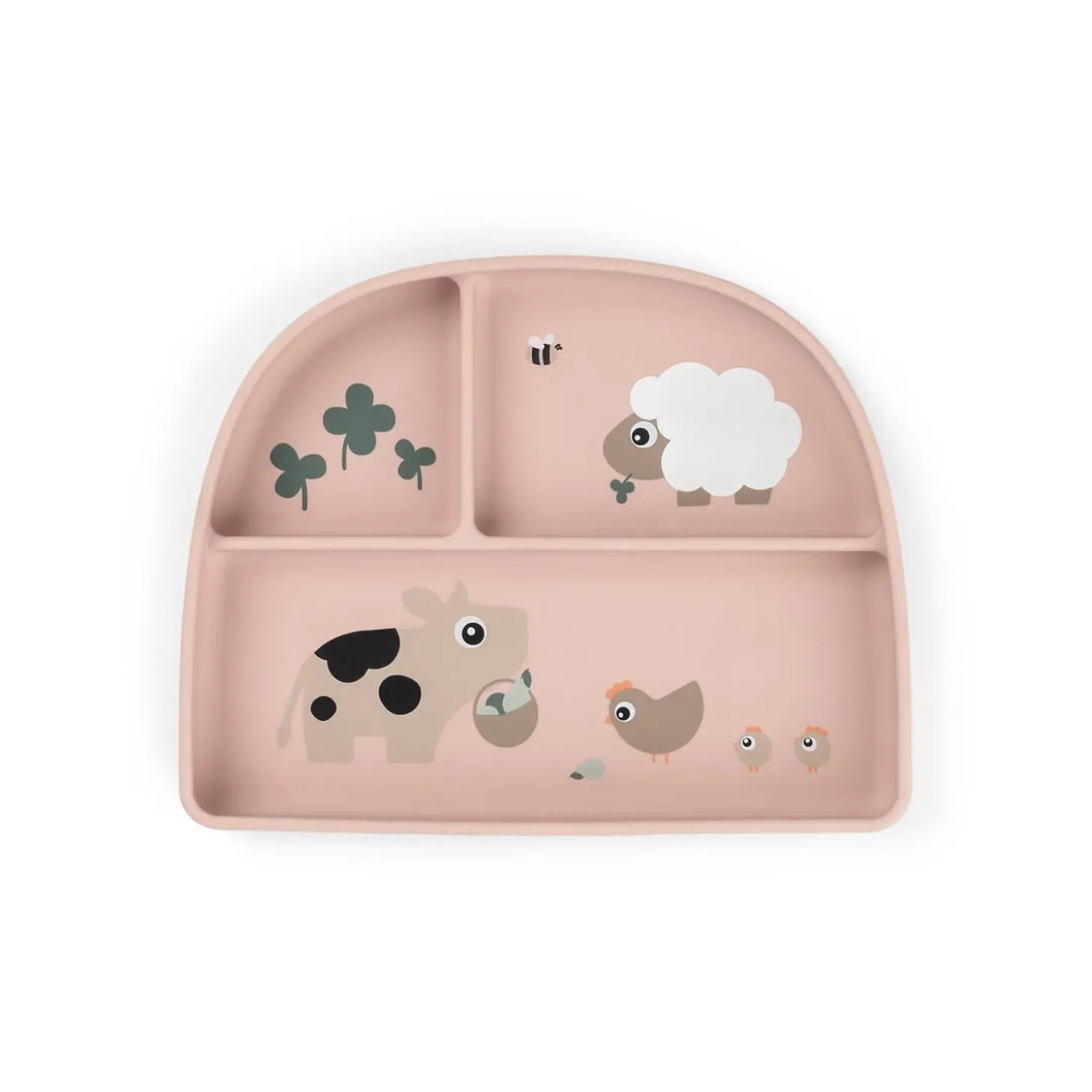 Done by Deer Assiette ventouse compartiments Tiny farm Stick&Stay Rose