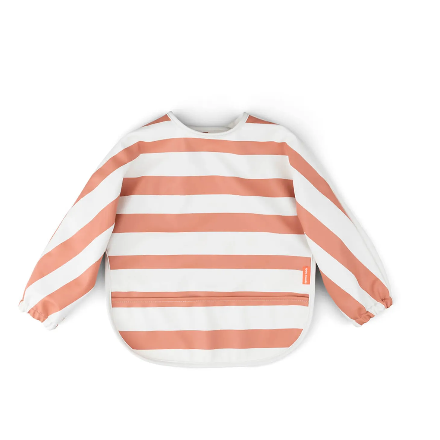 Done by Deer Bavoir à manches avec poche Stripes Papaye