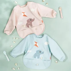 Done by Deer Bavoir à manches avec poche Playground Rose