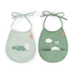 Done by Deer Bavoir petit lot de 2 Croco Vert