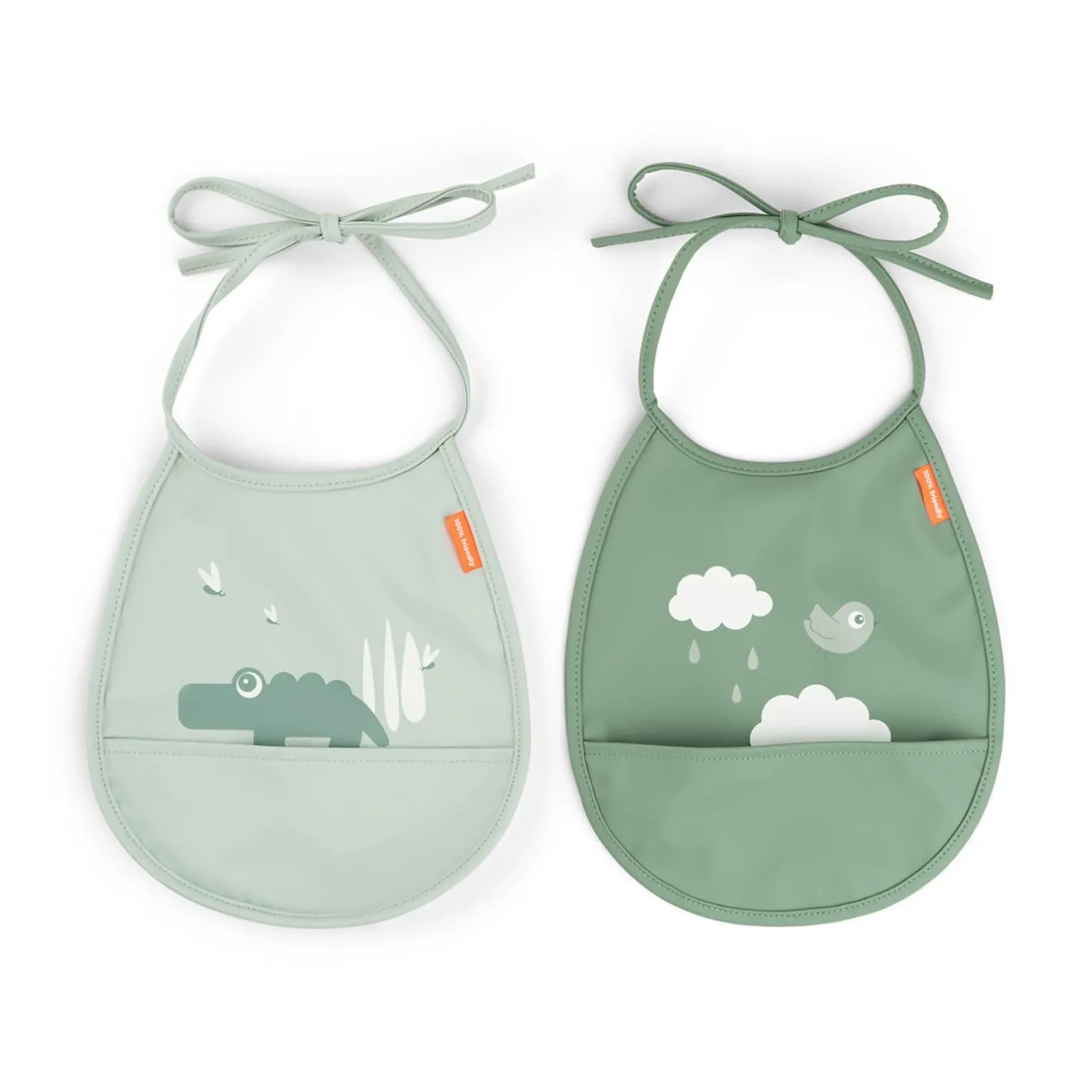 Done by Deer Bavoir petit lot de 2 Croco Vert