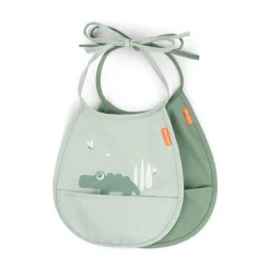 Done by Deer Bavoir petit lot de 2 Croco Vert