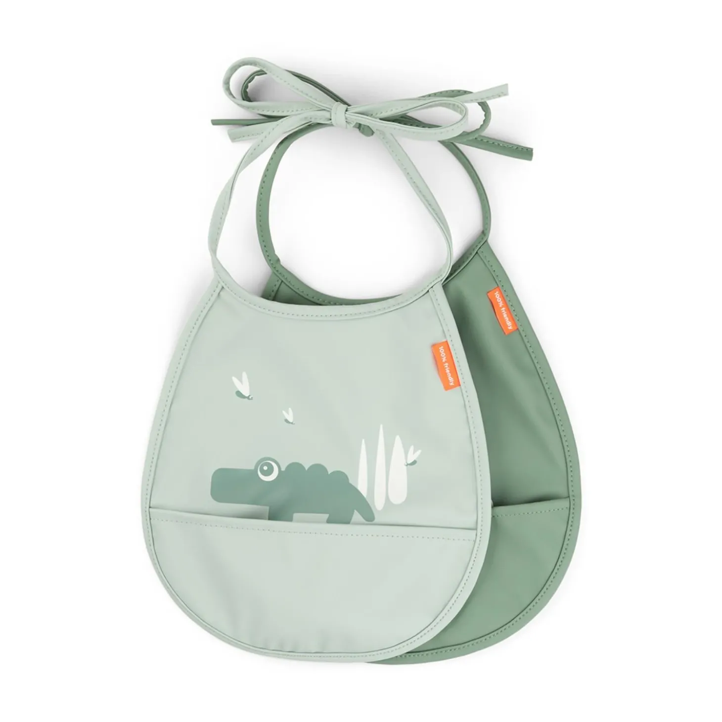 Done by Deer Bavoir petit lot de 2 Croco Vert