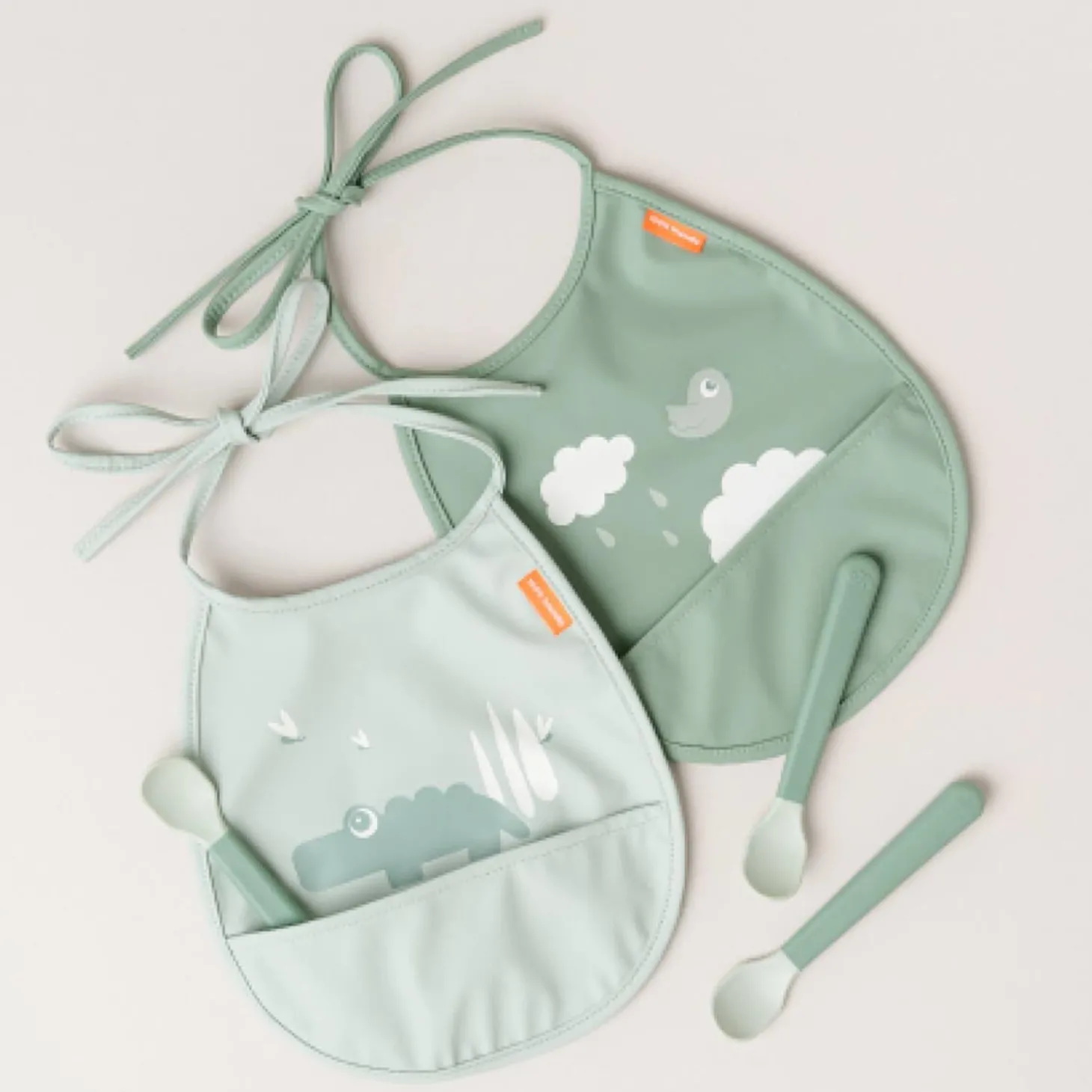 Done by Deer Bavoir petit lot de 2 Croco Vert