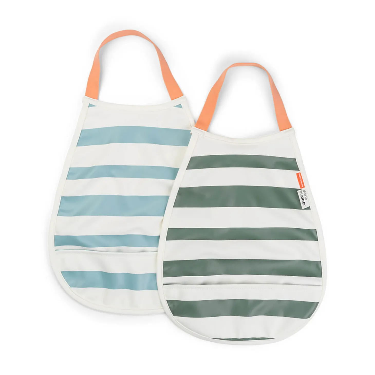 Done by Deer 2 bavoirs élastique Stripes Bleu/Vert