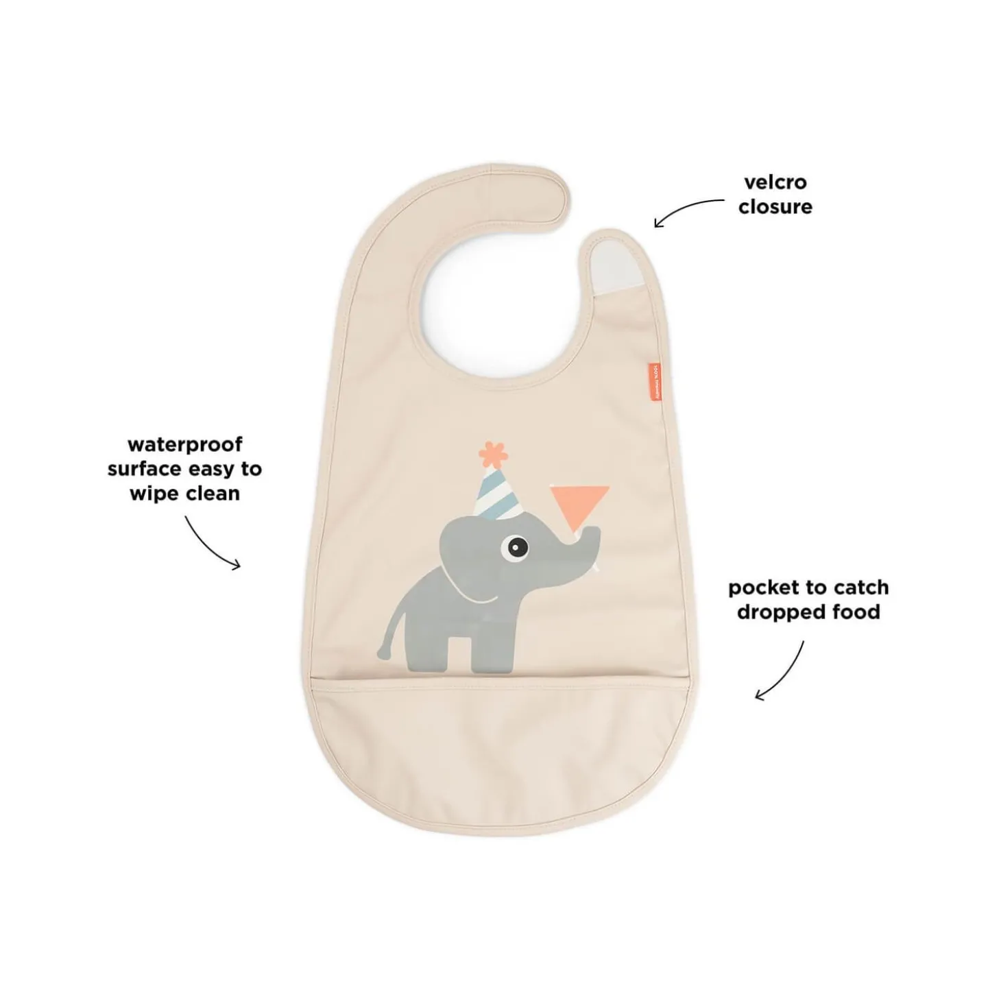 Done by Deer Bavoir velcro Celebration Sable