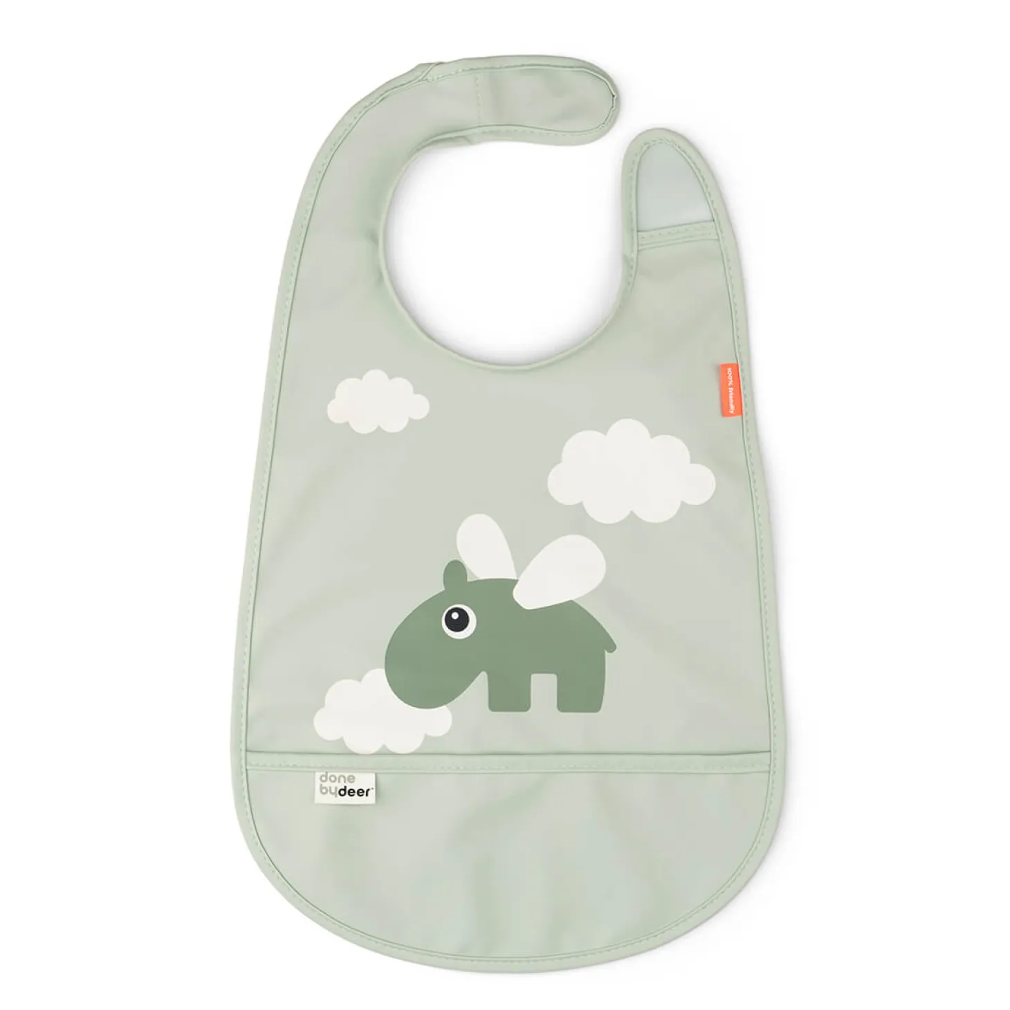 Done by Deer Bavoir velcro Happy clouds Vert