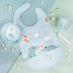Done by Deer                    Bavoir velcro Playground    Bleu