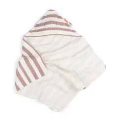 Done by Deer Cape de bain GOTS Stripes Rose 70x70 cm