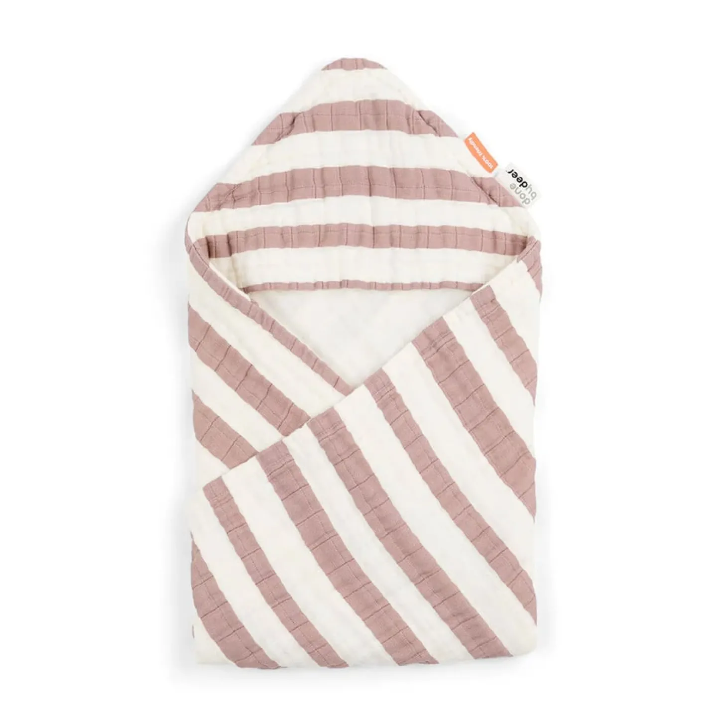 Done by Deer Cape de bain GOTS Stripes Rose 70x70 cm