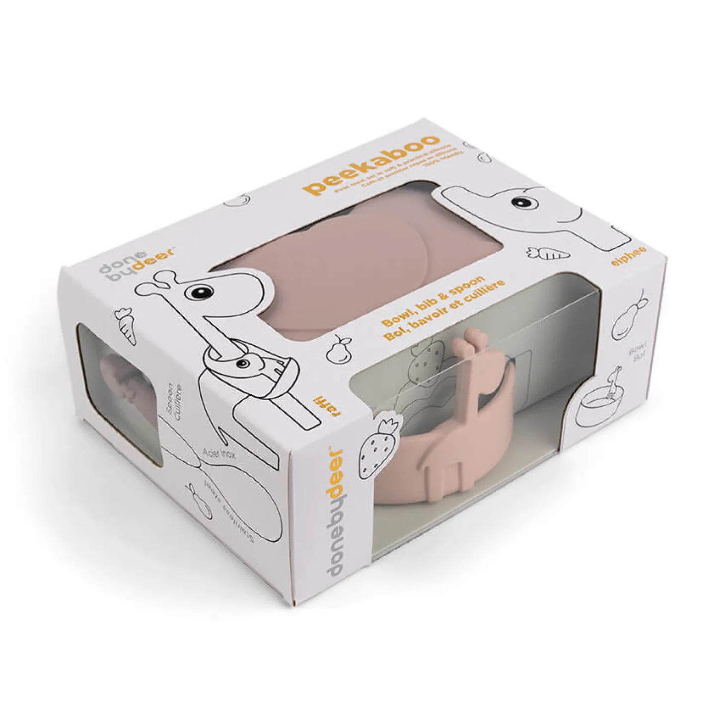 Done by Deer Coffret premier repas Peekaboo Deer friends Rose