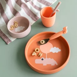 Done by Deer Coffret repas en silicone Happy clouds Papaye